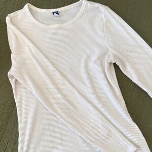 Old Navy Women's Ivory Ribbed Long Sleeve Tee